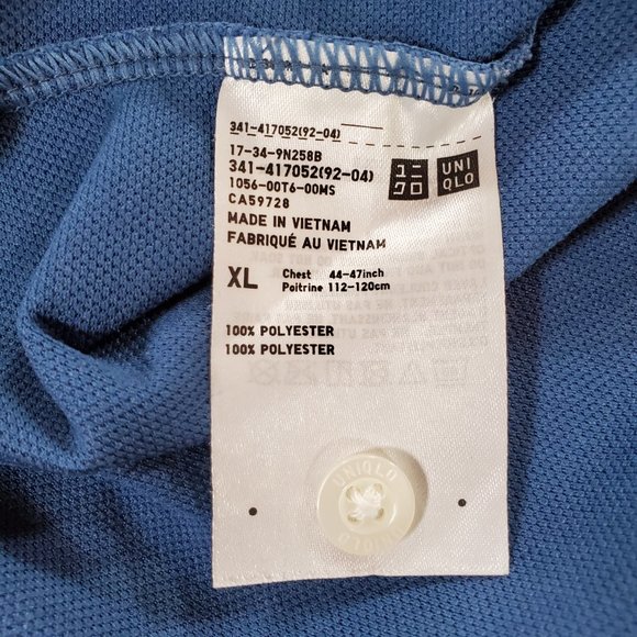 Uniqlo Dry-Ex Shirt Men XL Navy Blue Regular Fit Preppy Casual Performance Polo - Picture 12 of 13